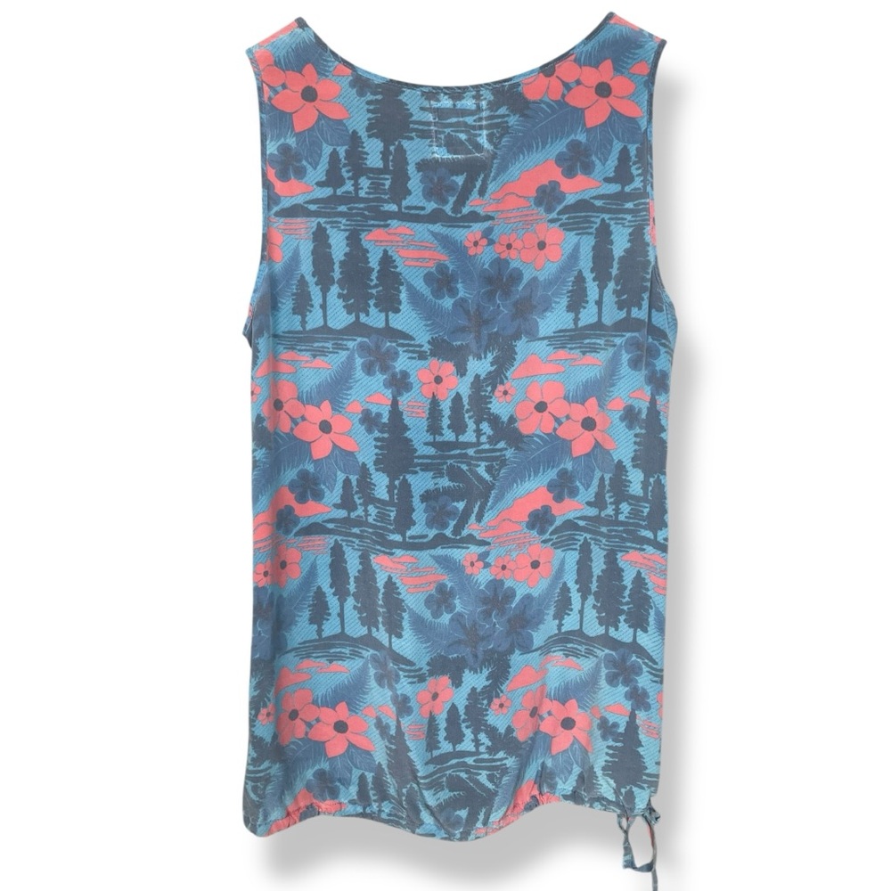 Bridge & Burn Silk Top Makelike Hawaii 503 Women Floral Blue Pink Sleeveless - Picture 3 of 16